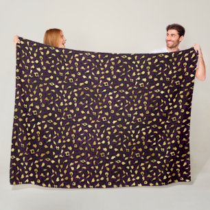 Lila und Gold Leopard Serie Design 2 Fleecedecke