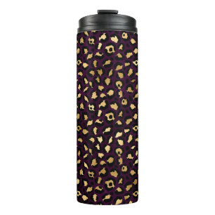 Lila und Gold Leopard Serie Design 2 Thermosbecher