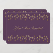 Lila und Gold-Lilie Confetti Einladung (Vorne/Hinten)