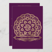 Lila und Gold Mandala Indische Hochzeitseinladung