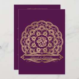 Lila und Gold Mandala Indische Hochzeitseinladung Einladung