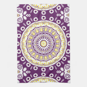 Lila und Gold Mandala-Muster Geschirrtuch