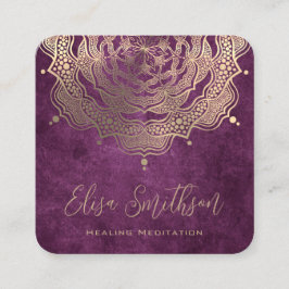 Lila und Gold Mandala Reiki Heilmedizin Quadratische Visitenkarte