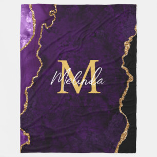 Lila und Gold Marmor Achat Fleecedecke