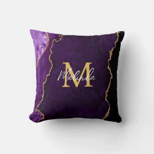 Lila und Gold Marmor Achat Kissen