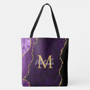 Lila und Gold Marmor Achat Tasche
