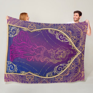 Lila und Gold Marokkanischer Arabischer Bauchtanz  Fleecedecke