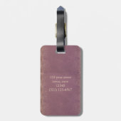 Lila und Gold Mit Monogramm Gepäckanhänger (Rückseite vertikal)
