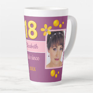 Lila und Gold mit Namen 18. Geburtstagsfoto Milchtasse