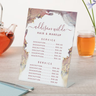 Lila und Gold Moderne Flüssige Tinte Service Preis Sockelschild