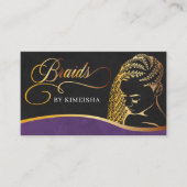 Lila und Gold Moderner Friseur Salon Visitenkarte (Vorderseite)