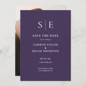 Lila und Gold Monogram Foto Hochzeit Save The Date (Vorne/Hinten)