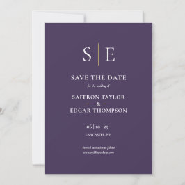 Lila und Gold Monogram Foto Hochzeit Save The Date