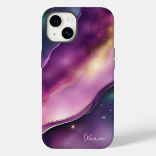 Lila und Gold Night Sky Fantasy Case-Mate iPhone 14 Hülle