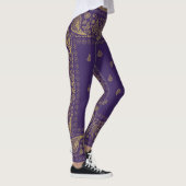 Lila und Gold Paisley Design Leggings (Rechts)