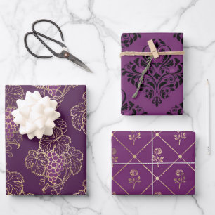 Lila und Gold Paris Thema Geschenkpapier Set