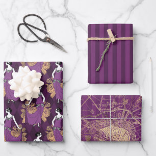 Lila und Gold Paris Thema Geschenkpapier Set