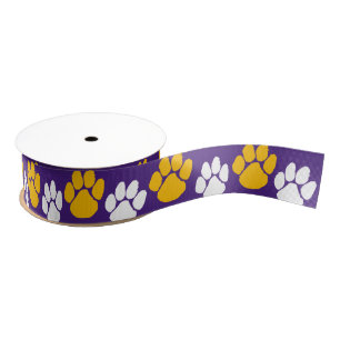 Lila- und Gold-Pawprint Ripsband