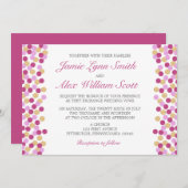 Lila und Gold Polka Dot Hochzeit Einladung (Vorne/Hinten)
