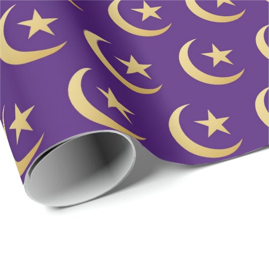 Lila und Gold Ramadan Eid Geschenkpapier (Rolleneckpunkt)