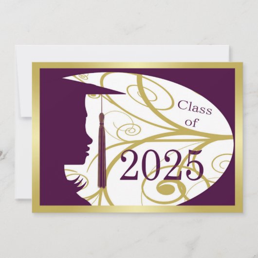 Lila und Gold Silhouette 2025 Card Einladung (Vorderseite)