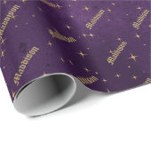 Lila und Gold Star Wrapping Paper Geschenkpapier (Rolleneckpunkt)