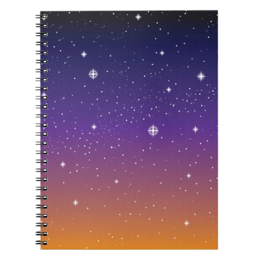 Lila und Gold Starry Sunset Sky Notizblock (Vorderseite)