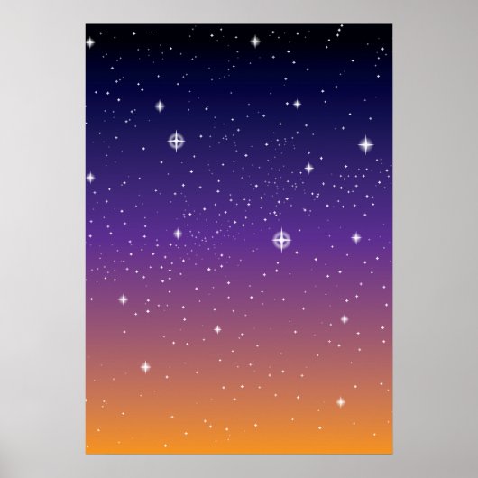 Lila und Gold Starry Sunset Sky Poster (Vorne)