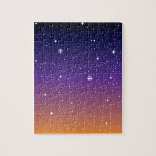 Lila und Gold Starry Sunset Sky Puzzle (Vertikal)