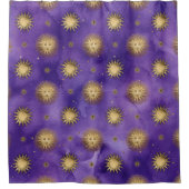 Lila und Gold Sun Celestial Duschvorhang (Vorderseite)