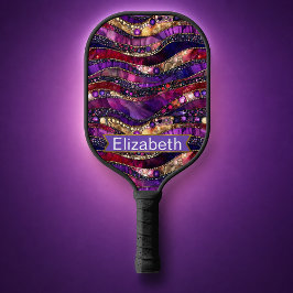 Lila und Gold Verzierter Strata Personalisiert Pickleball Schläger