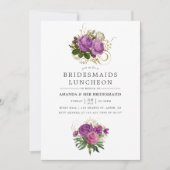 Lila und Gold Vintag Chic Bridesmaids Luncheon Einladung (Vorderseite)