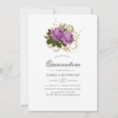 Lila und Gold Vintag Chic Quinceñera Einladung (Vorderseite)