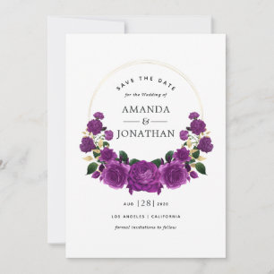 Lila und Gold Vintage Blumen Hochzeit Save The Date
