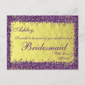 Lila und Gold - Werden Sie meine Bridesmaid? Einladungspostkarte (Vorderseite)