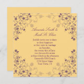 Lila und Gold-Wirbel Hochzeitseinladung Einladung (Vorne/Hinten)