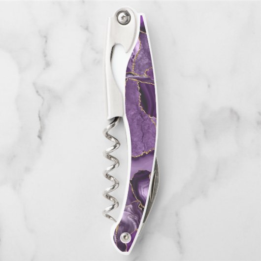 Lila und Goldagung des Glitzer Kellnermesser (Vorderseite)