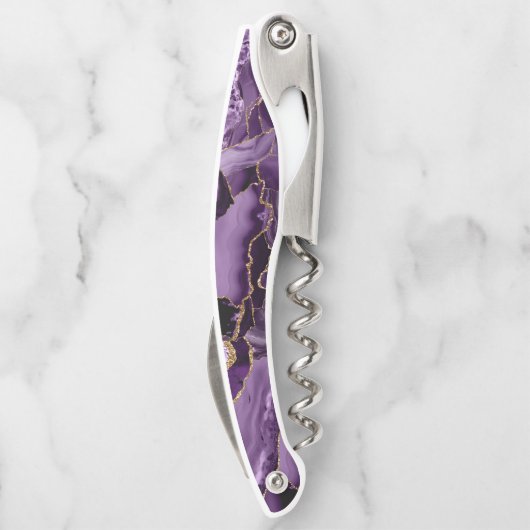 Lila und Goldagung des Glitzer Kellnermesser (Rückseite)