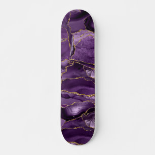 Lila und Goldagung des Glitzer Skateboard