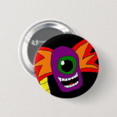 Lila und Goldalien-Kopf-Button Button (Vorne & Hinten)