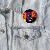 Lila und Goldalien-Kopf-Button Button (Beispiel)