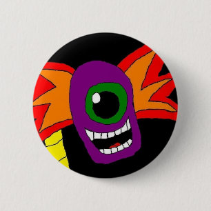 Lila und Goldalien-Kopf-Button Button