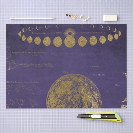 Lila und Goldantikkarte Seidenpapier (Handwerk)