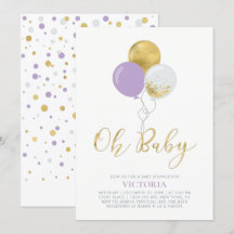Lila- und Goldballons | Oh Baby Girl Baby Dusche