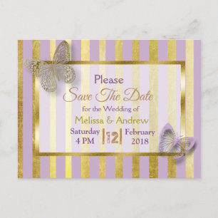 Lila und Goldbarmherzige Save the Date Postkarten