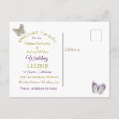 Lila und Goldbarmherzige Save the Date Postkarten (Rückseite)