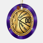Lila und Goldbasketball-Verzierung für Mädchen Keramik Ornament (Links)
