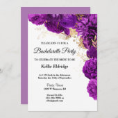 Lila und goldblütiger Junggeselinnen-Abschied Einladung (Vorne/Hinten)