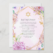 Lila und goldbrauner geometrischer Bat Mitzvah Einladung (Vorderseite)
