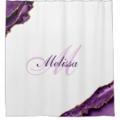 lila und goldbraunes Monogramm Duschvorhang (Vorderseite)